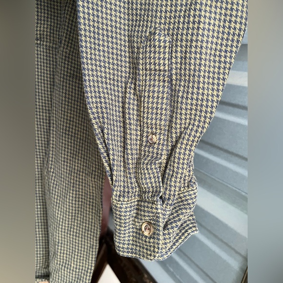 Vintage 90s Orvis Heavy Striped Houndstooth Flannel Shirt Brown M - Picture 4 of 6